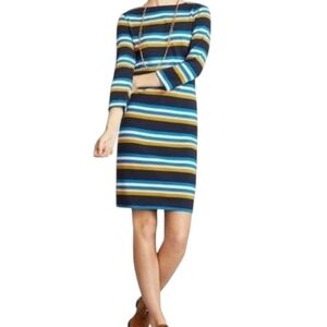 Brooks Brothers Shift Midi Dress Stripe Boat Neck Size Small New